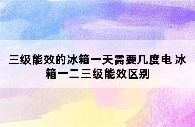 三级能效的冰箱一天需要几度电 冰箱一二三级能效区别